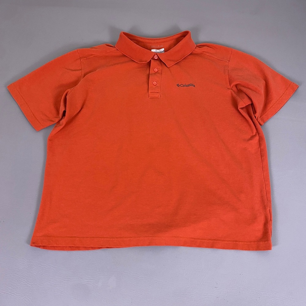 Columbia Omni-Wick Polo‎ Shirt Women's Plus Size 2X Orange Short Sleeve Cotton
